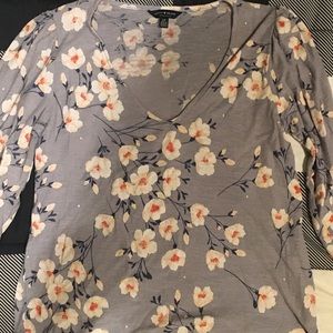 Lucky Brand Gray Flower Top